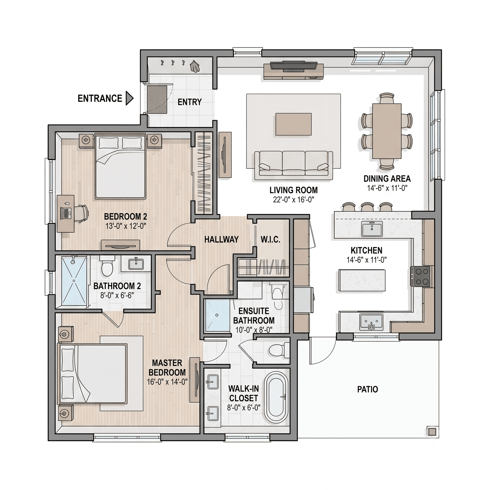 Apartment floor plan with scenes pinned to it